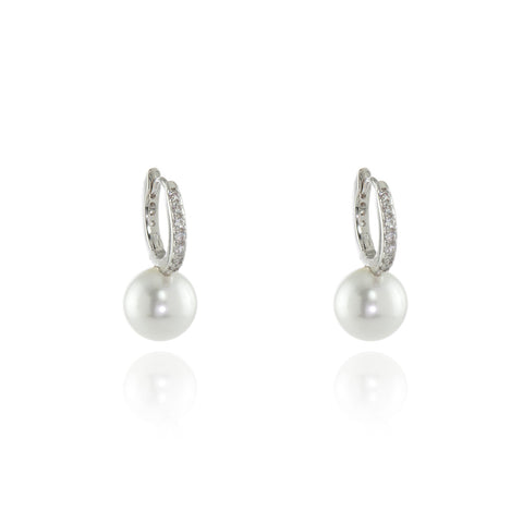 Persia 10mm Pearl Silver Hoop by Cachet London