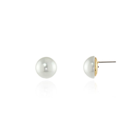 Bibi 12mm Pearl Gold  Earrings by Cachet London