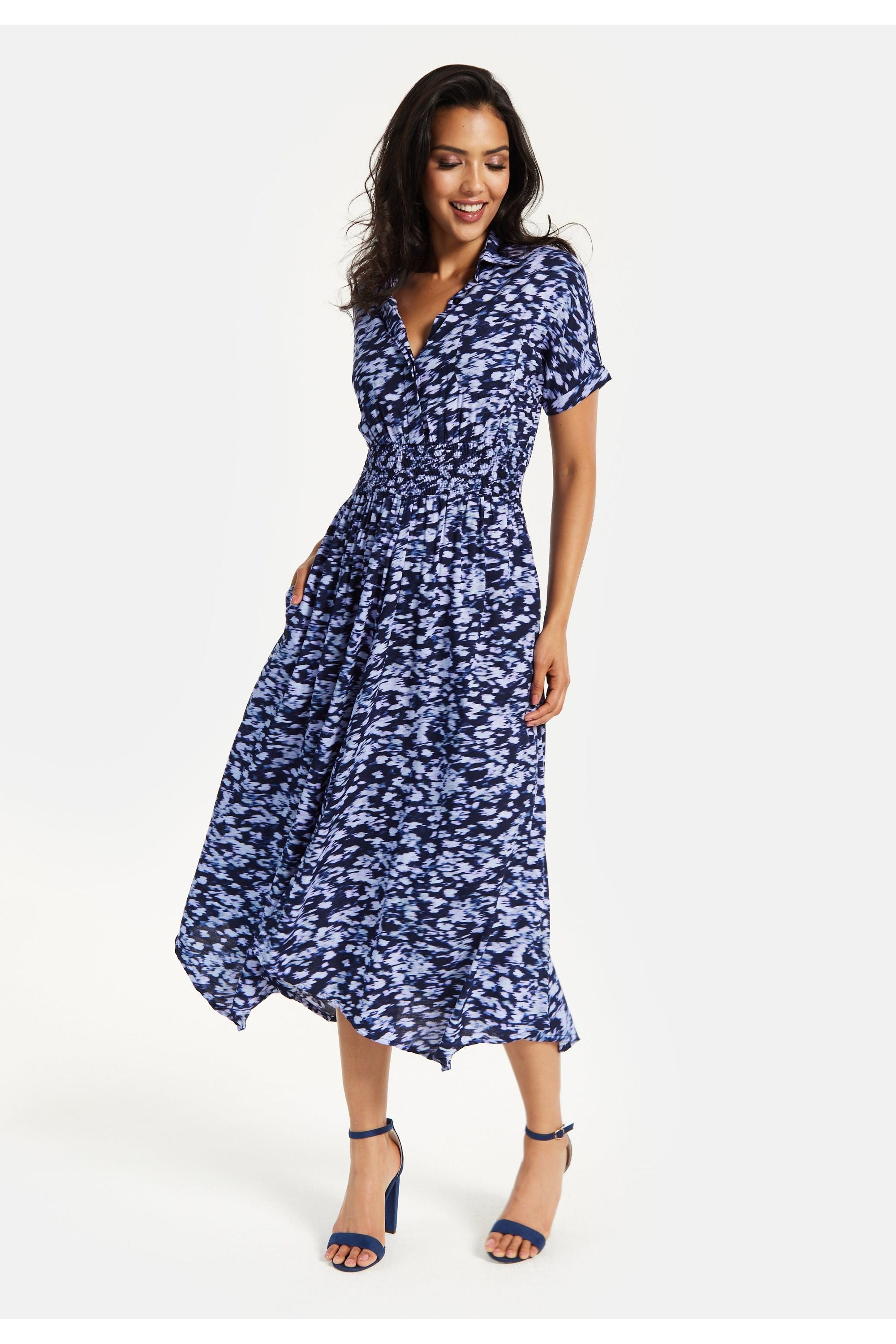 Abstract Printed Elasticated Waist Dress SNL014