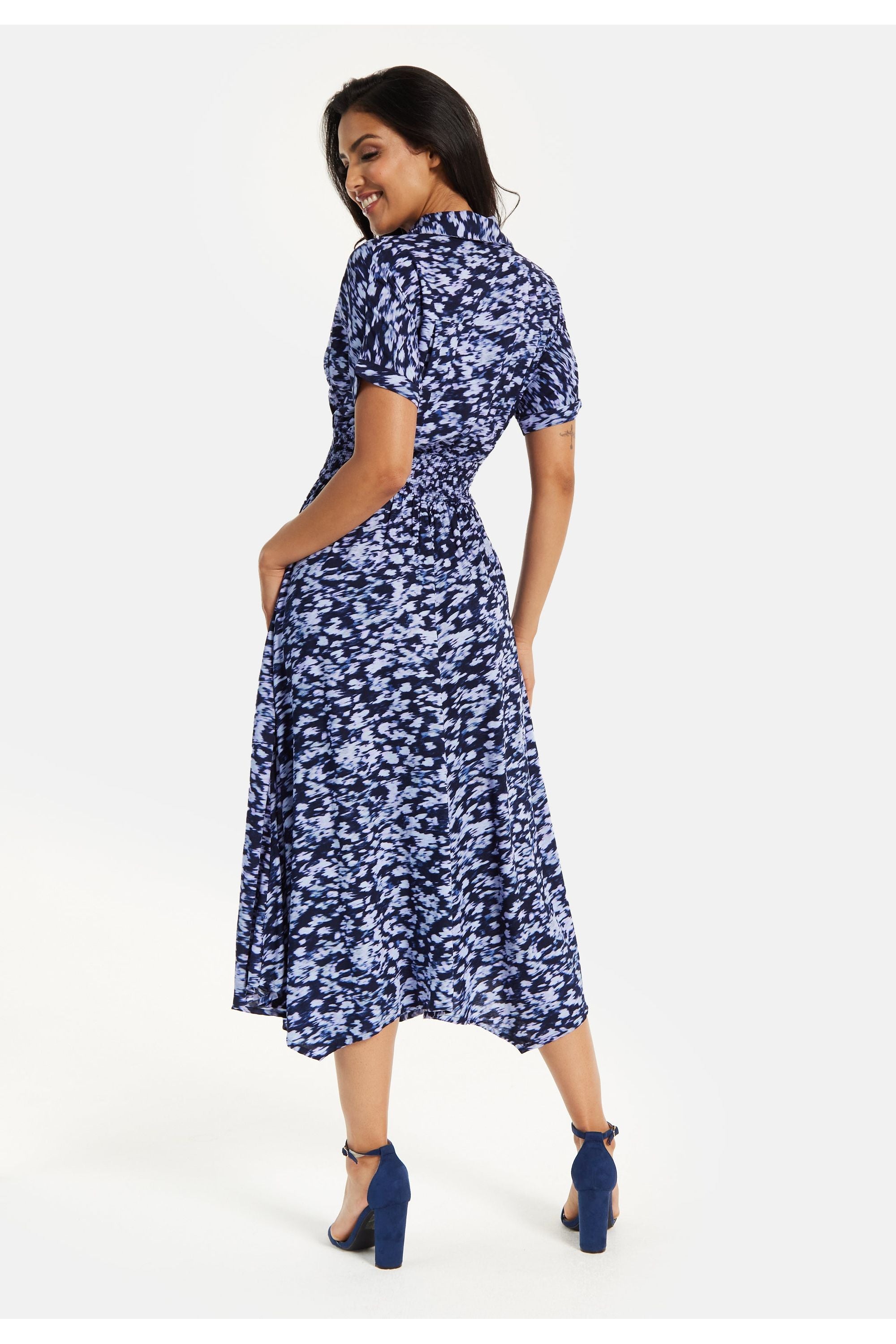 Abstract Printed Elasticated Waist Dress SNL014