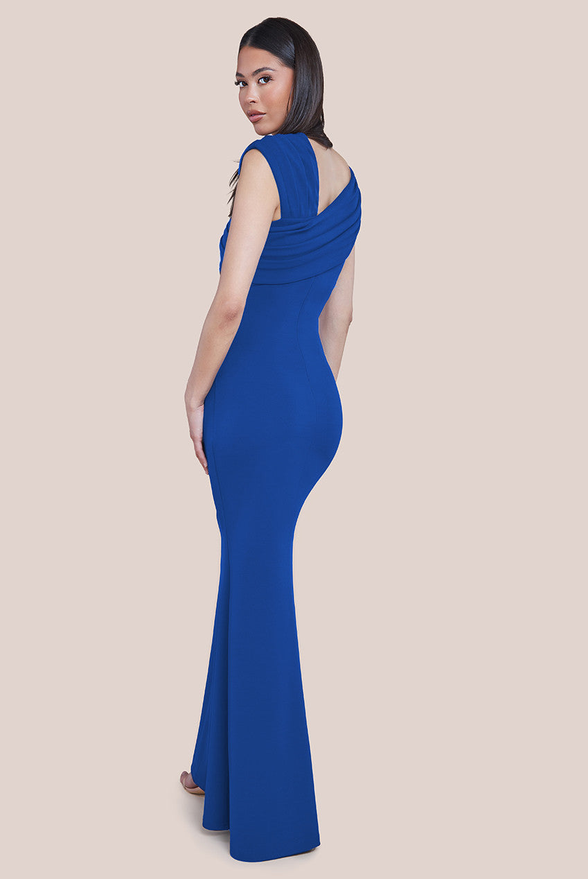 One Shoulder Evening Maxi Dress - Royal Blue DR3231