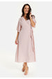 Liquorish Polka Dot Midi Wrap Dress In Light Pink