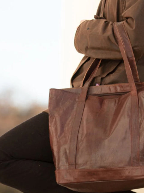 The Nador Tote Bag In Dark Brown by Berber Leather