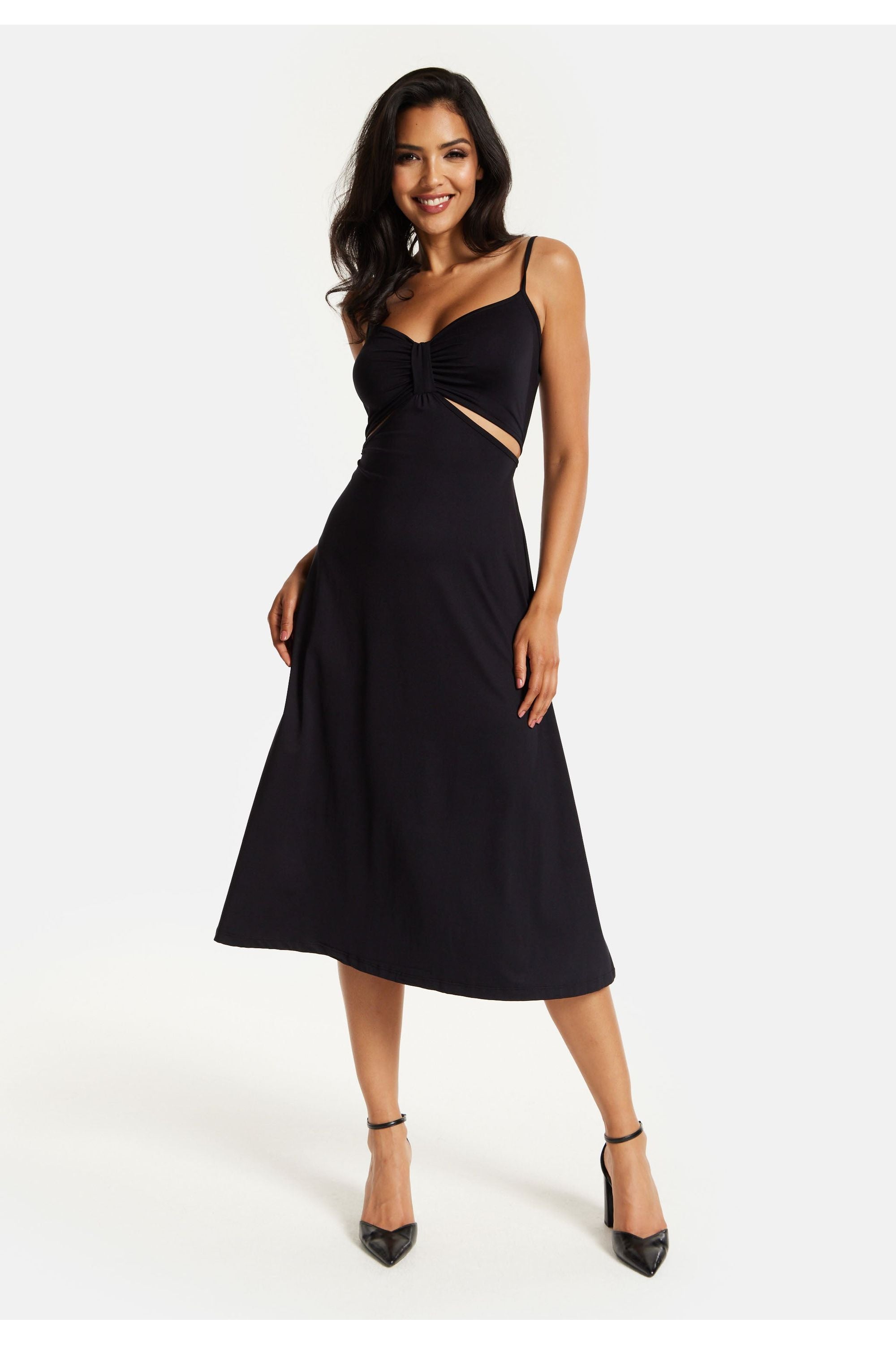 Black Cami Dress With Cut Out Details LIQTRDR2001