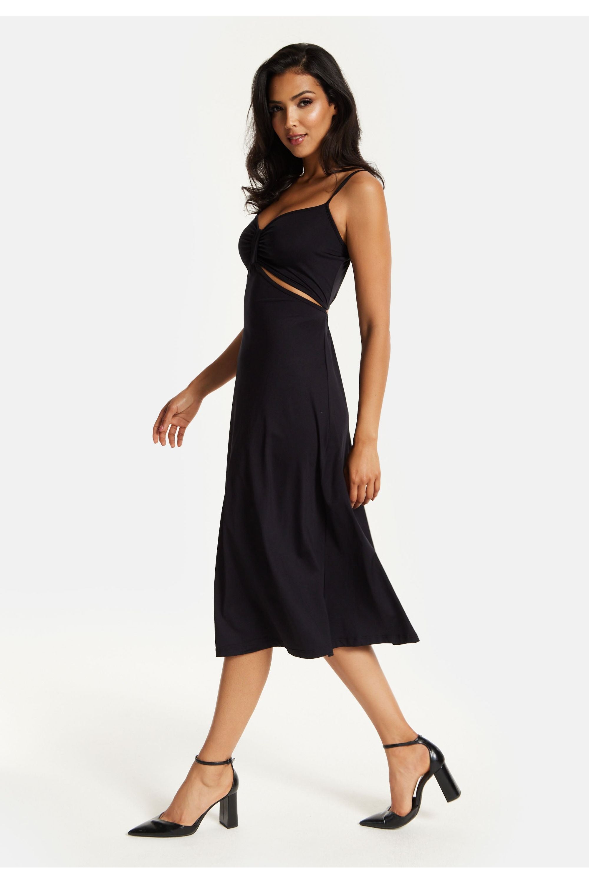 Black Cami Dress With Cut Out Details LIQTRDR2001