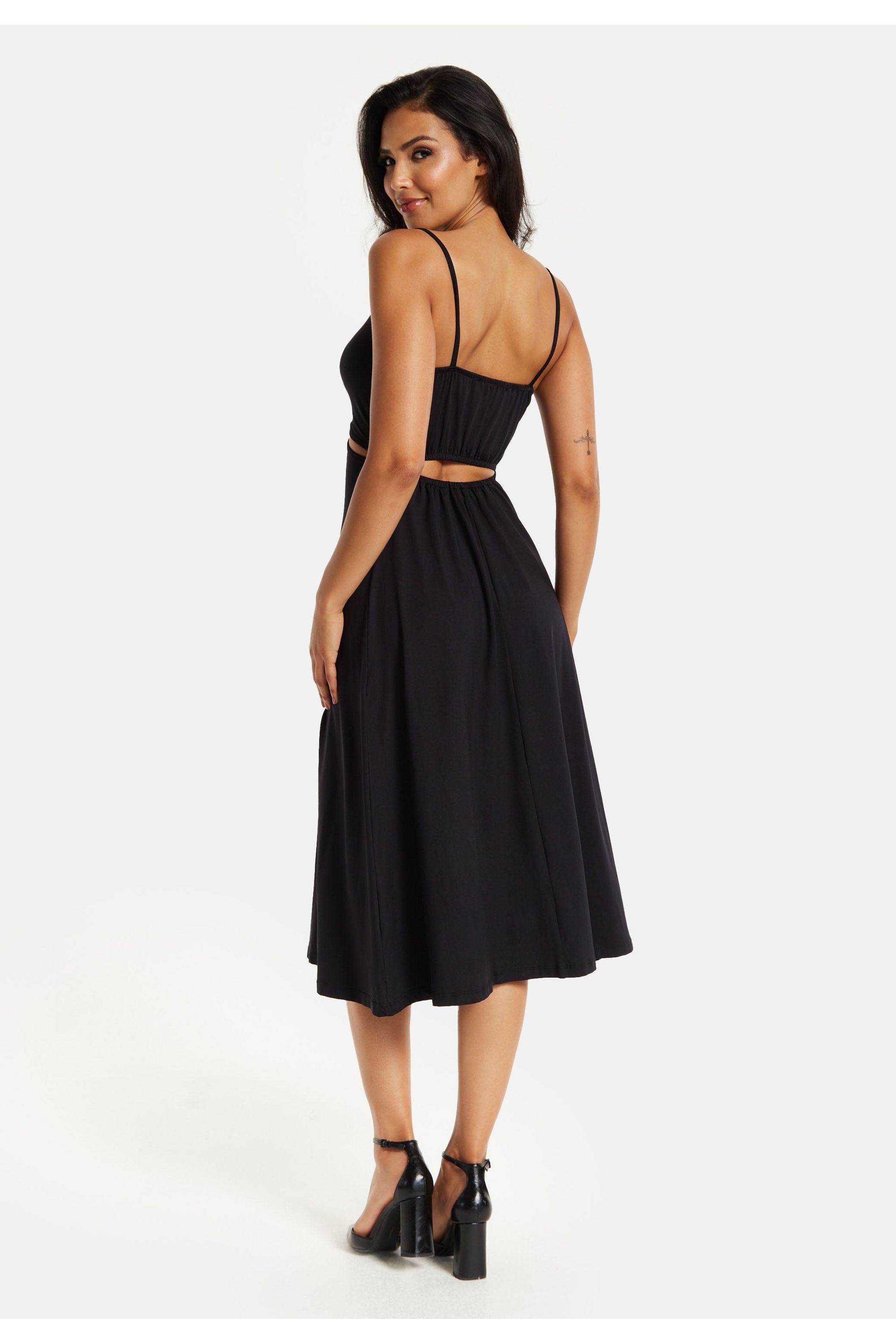 Black Cami Dress With Cut Out Details LIQTRDR2001