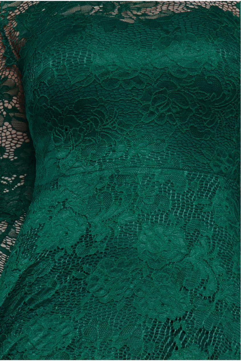 Scalloped Lace A-Line Maxi Dress - Emerald Green DR4496M