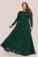 Goddiva Plus Scalloped Lace A-Line Maxi Dress - Emerald Green