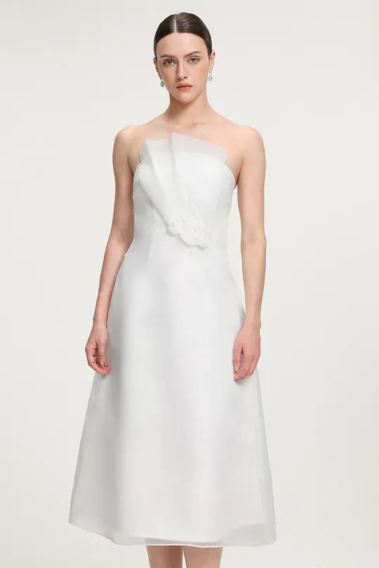 Ruffled Organza Midi Dress R2509MZ002