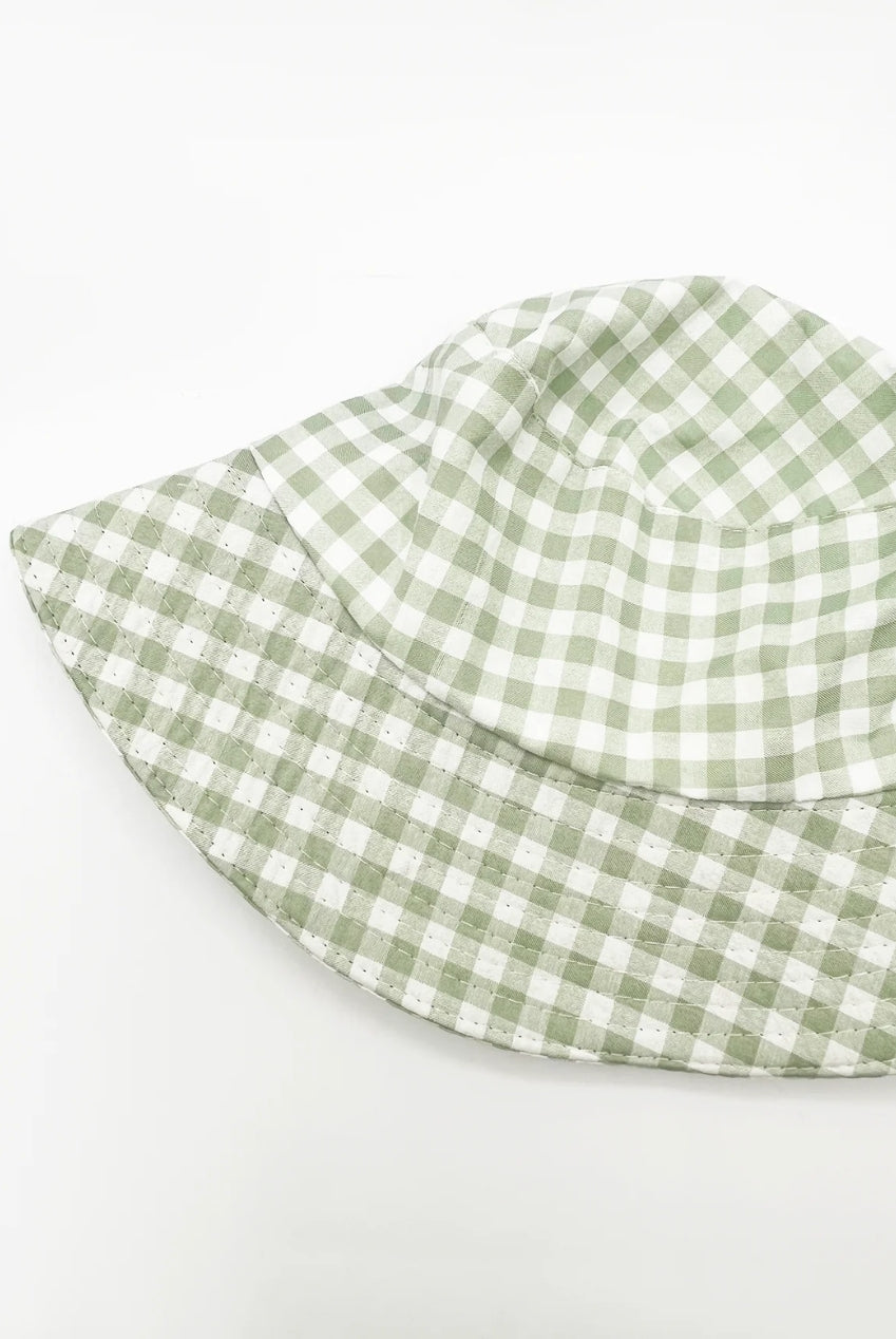 Rylee Gingham Bucket Hat In Green & White HW300230