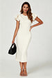 Volume Sleeve Bodycon Midi Dress In Off White by FS Collection