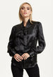 Black Satin Pussy-Bow Blouse by Liquorish