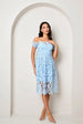 Bardot Lace Midi Crochet Dress In Blue by Chi Chi London
