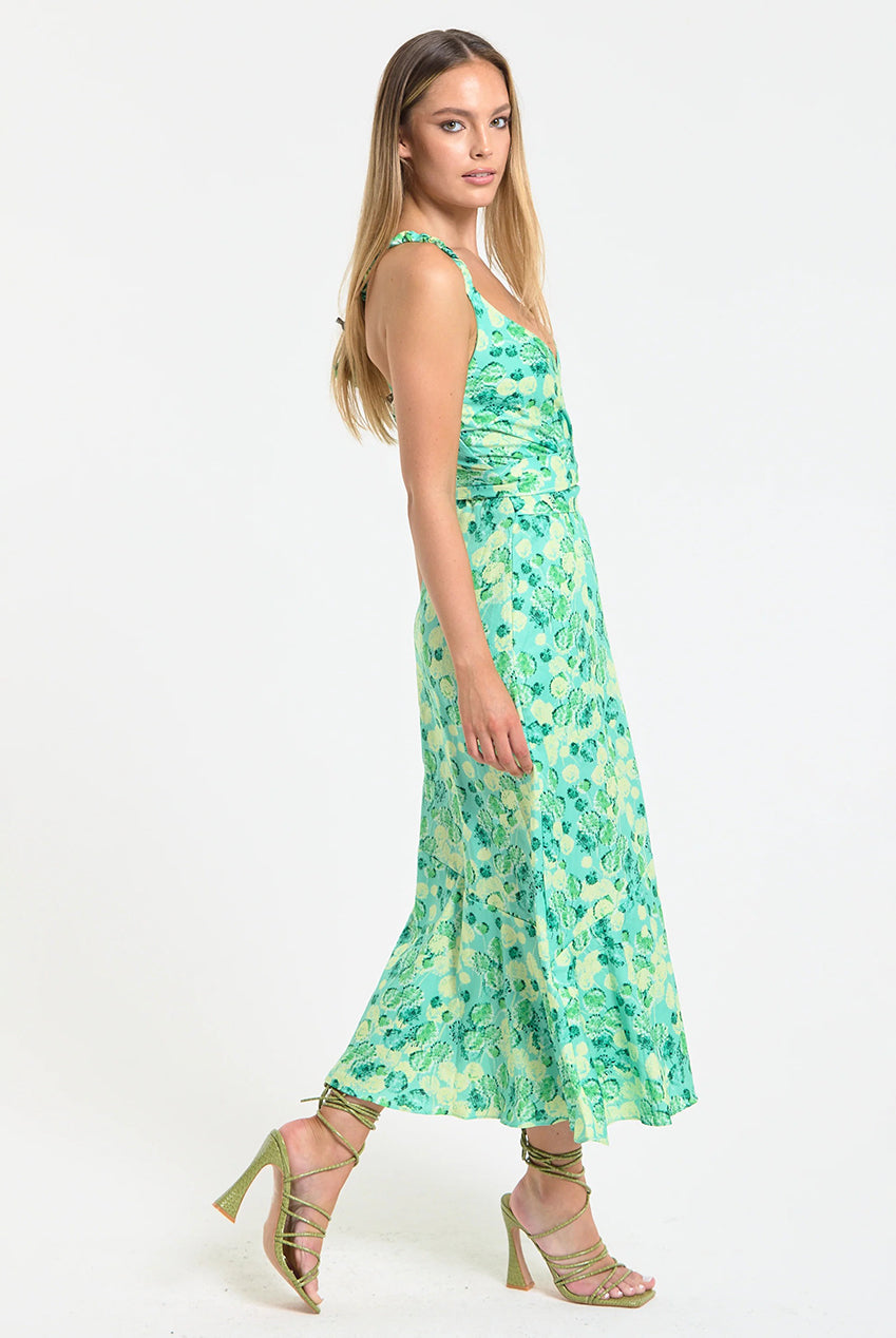 Green Floral Wrap Midi Dress WEN60058039