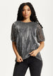 Metallic Pleated Puff Sleeve Top by Liquorish