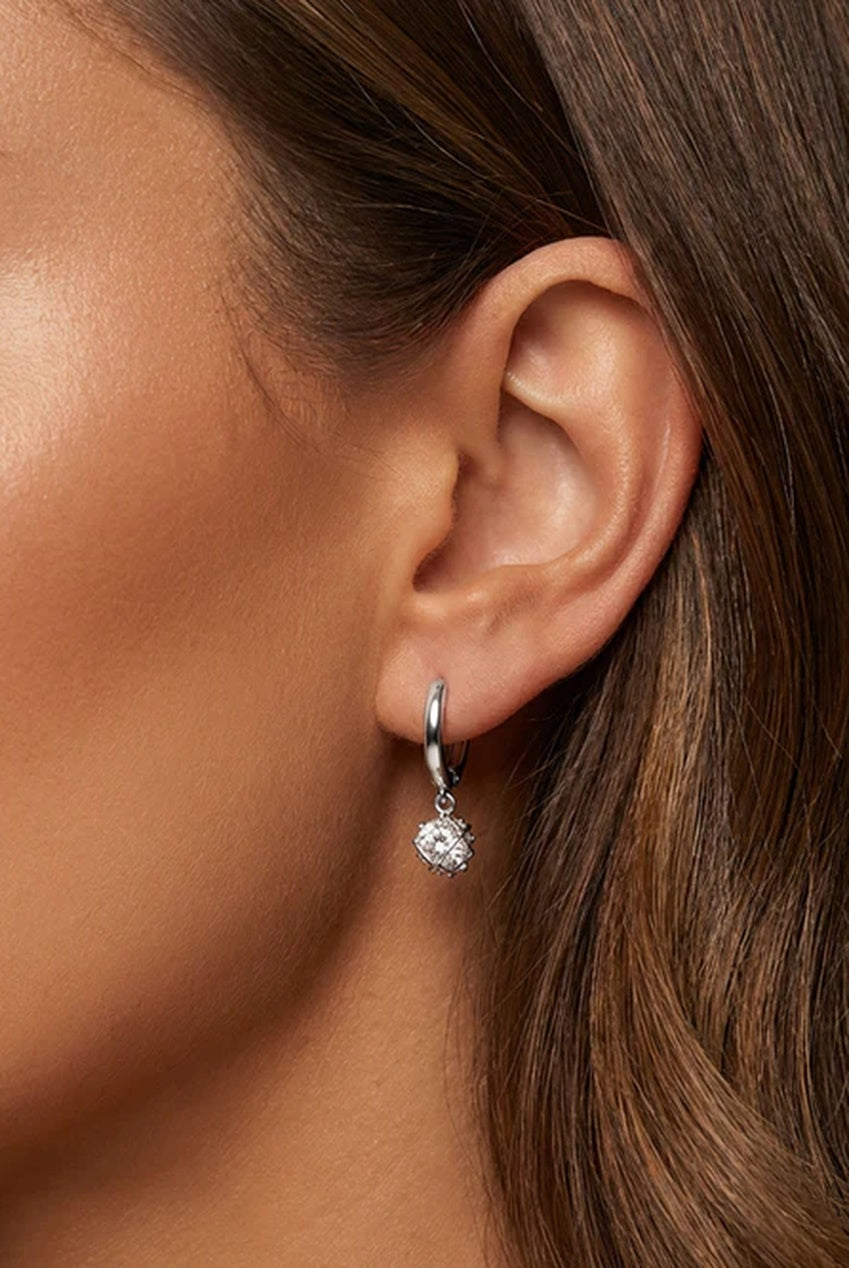 Dainty Huggie Hoop Earrings With Round Stone 563