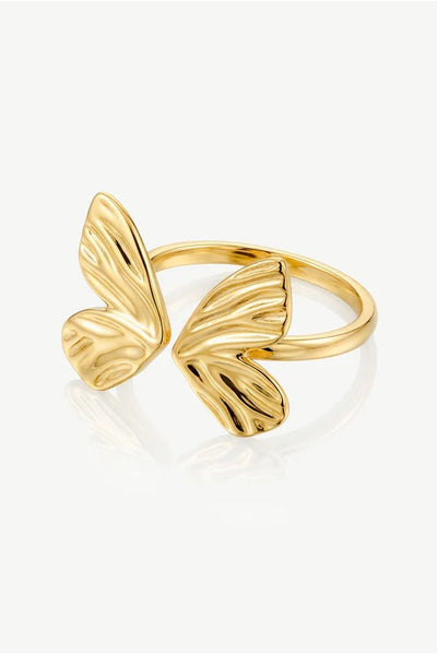Gold - Textured Butterfly Ring - Adjustable by MUCHV