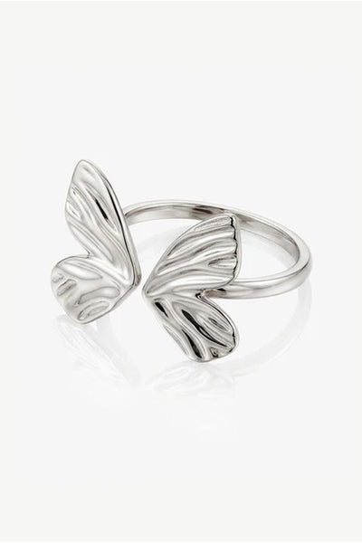 Silver - Textured Butterfly Ring - Adjustable by MUCHV