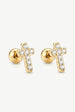 Tiny Pave Cross Screw Stud Earrings by MUCHV