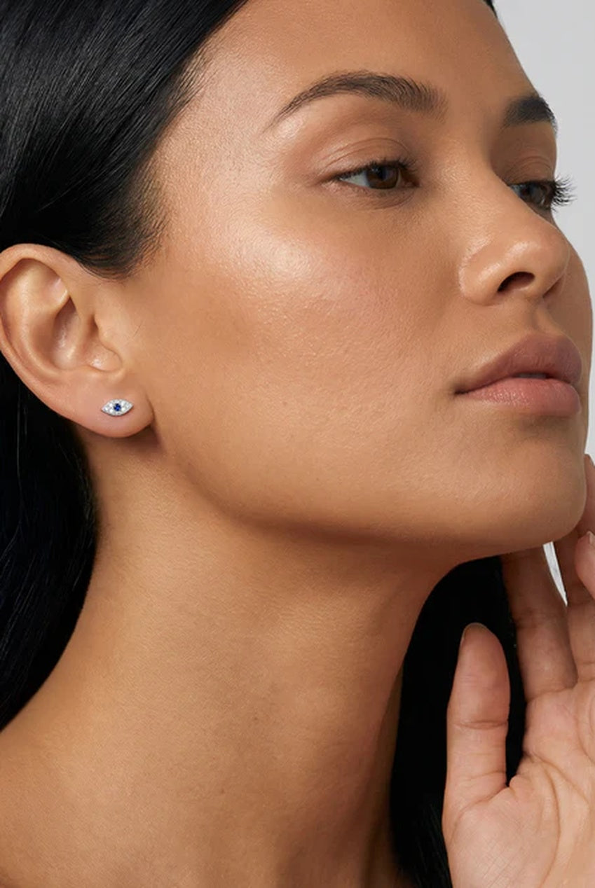 Dainty Evil Eye Earrings - Screw Back 588