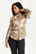 Gold Satin Bow Blouse by Liquorish