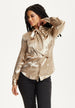 Gold Satin Bow Blouse by Liquorish