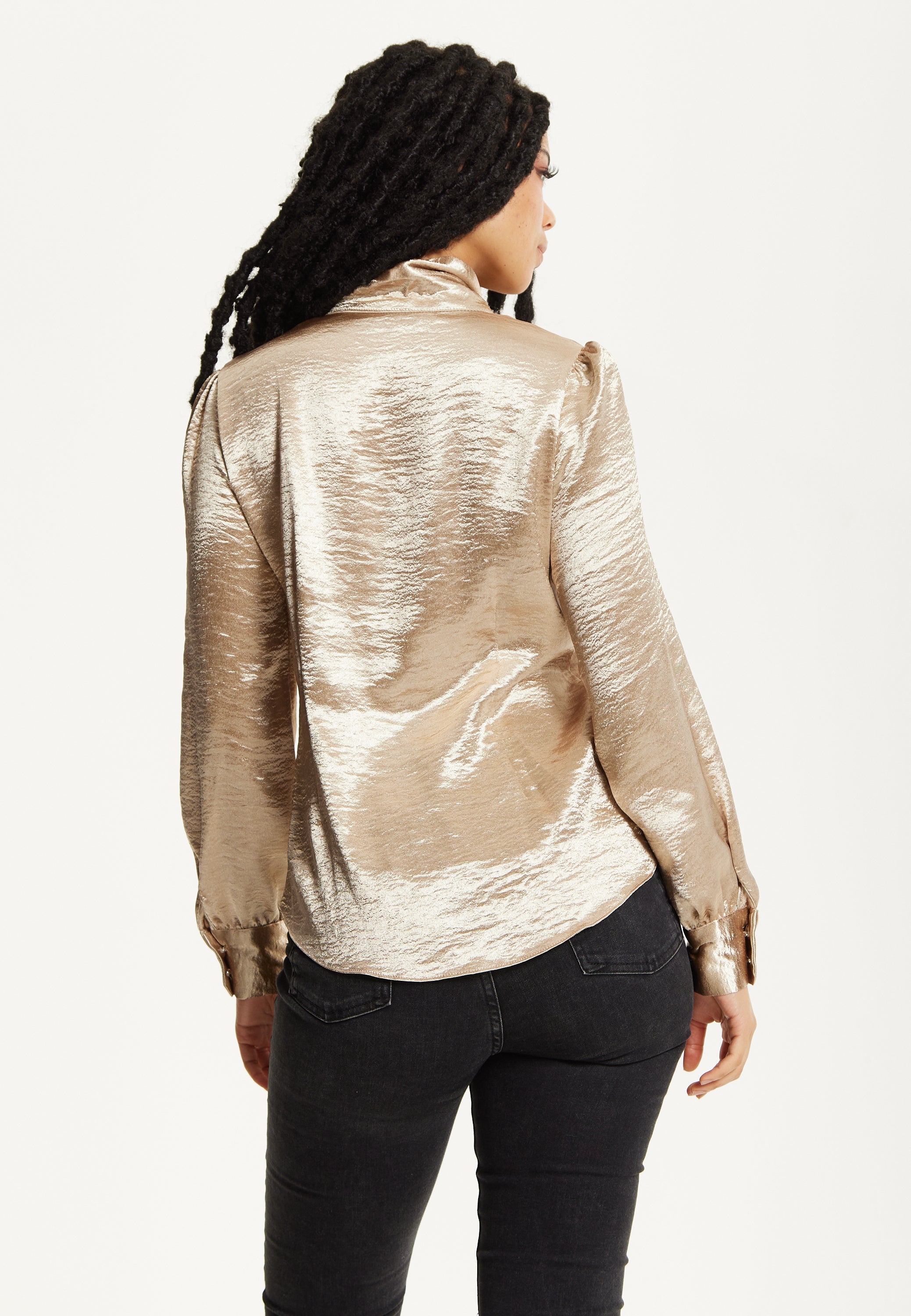 Gold Satin Bow Blouse 25AW-59015