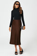 Brown Satin Midi Skirt by FS Collection