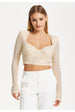 Embellished Nude Long Sleeve Crop Top by Liquorish