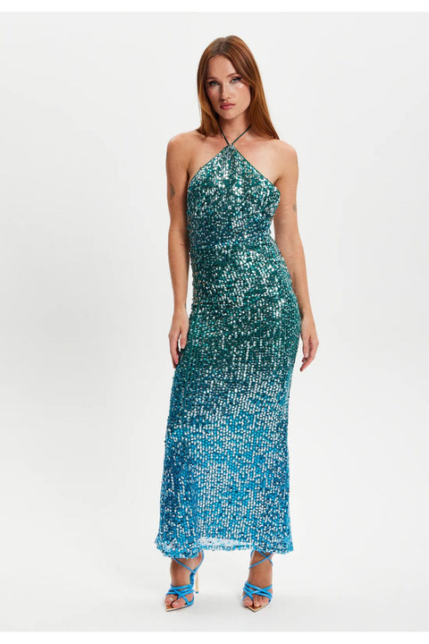 Halter Neck Maxi Sequin Dress LIQPARTY005