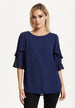 Navy Ruffle Sleeve Blouse by Liquorish