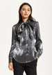 Charcoal Metallic Pussybow Blouse by Liquorish