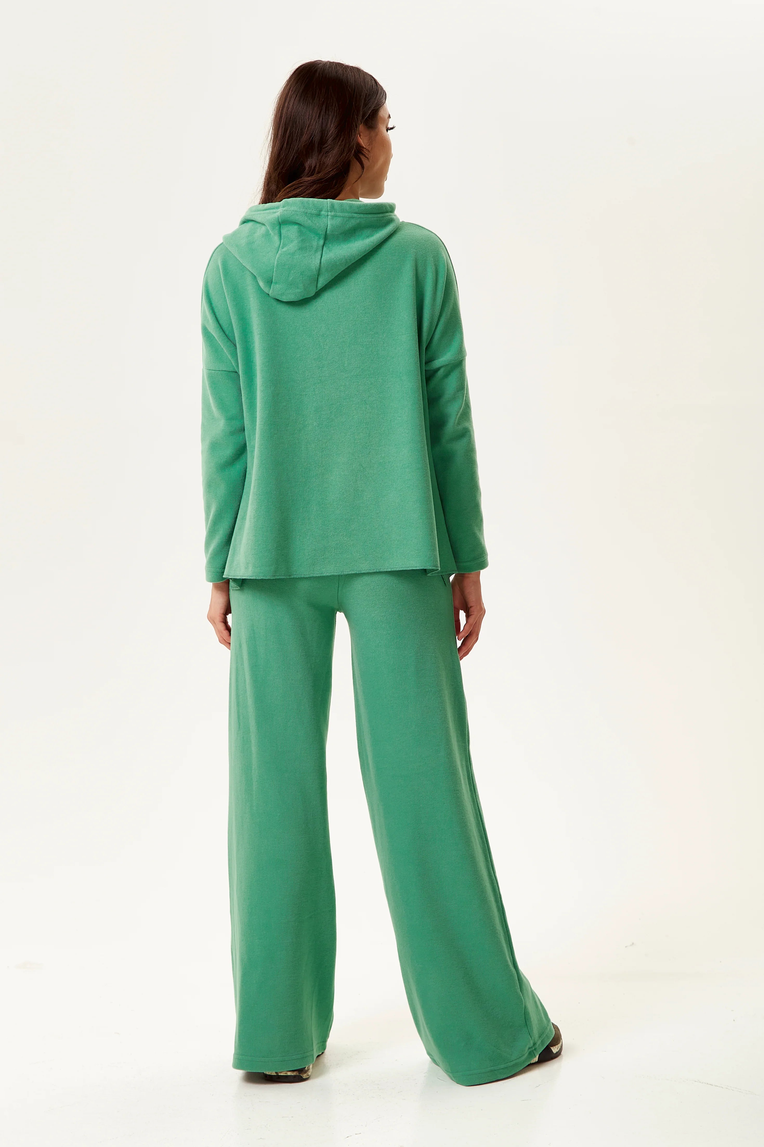 Hooded Sweatshirt With Front Pocket And Drawstring Detail In Green B15-LIQ21-169G