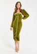 Women's Midi Dress With Balloon Sleeves In Luxurious Velvet - Elegant Corset Detail By Liquorish by Liquorish