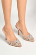 Liz Diamante Embellished Sling Back Perspex Court Shoes In Nude by Miss Diva