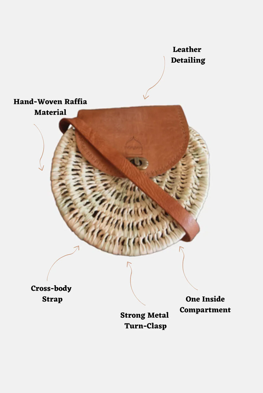 The Safi Rattan Round Bag - Loose Weave 7001