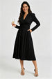Jersey Long Sleeve Midi Dress In Black by FS Collection