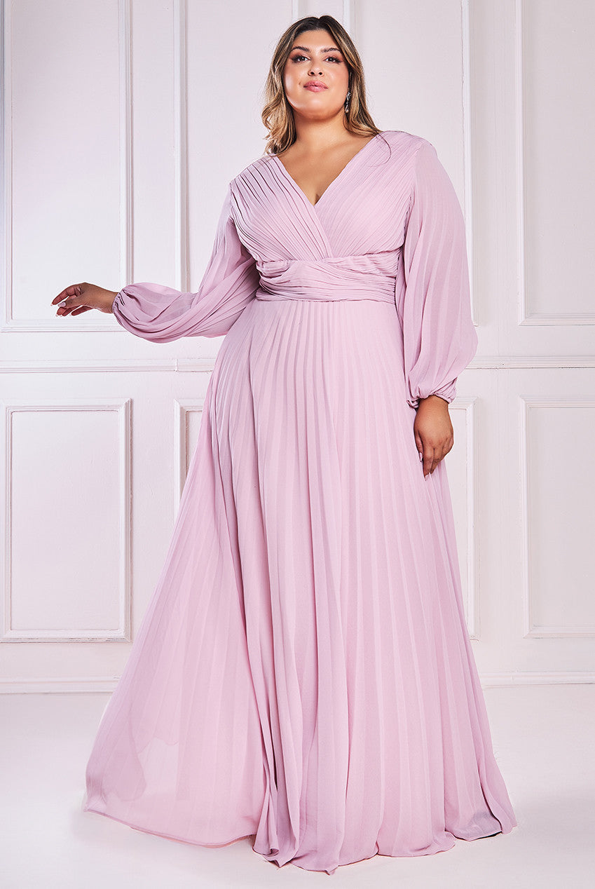 Balloon Sleeve Chiffon Maxi Dress - Pink DR3041PQZ