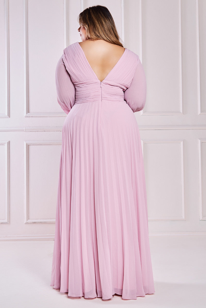 Balloon Sleeve Chiffon Maxi Dress - Pink DR3041PQZ