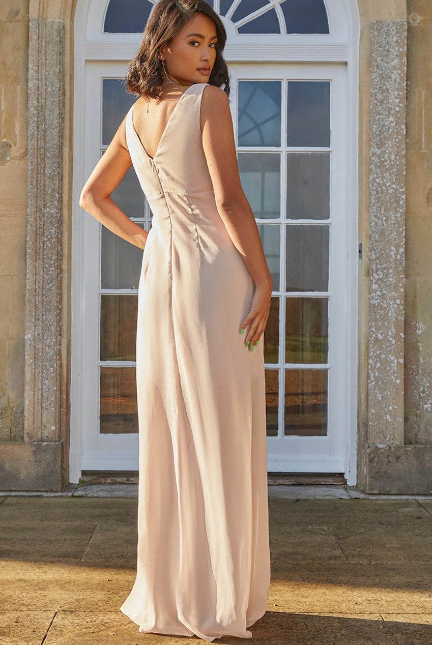 Plus Size Knot Detail Maxi Dress In Champagne 71223CCH