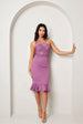 One Shoulder Embroidered Bodice Midi Dress In Purple by Chi Chi London