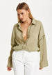 Khaki Sheer Relaxed Fit Shirt by Liquorish