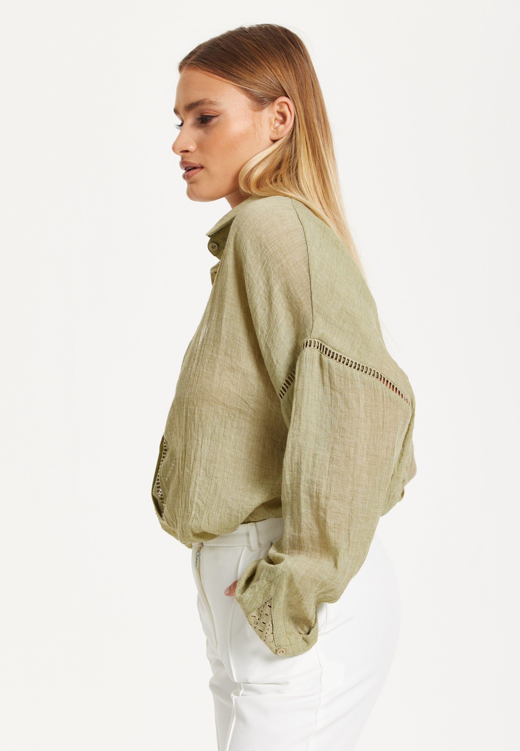 Khaki Sheer Relaxed Fit Shirt 25SS8874010