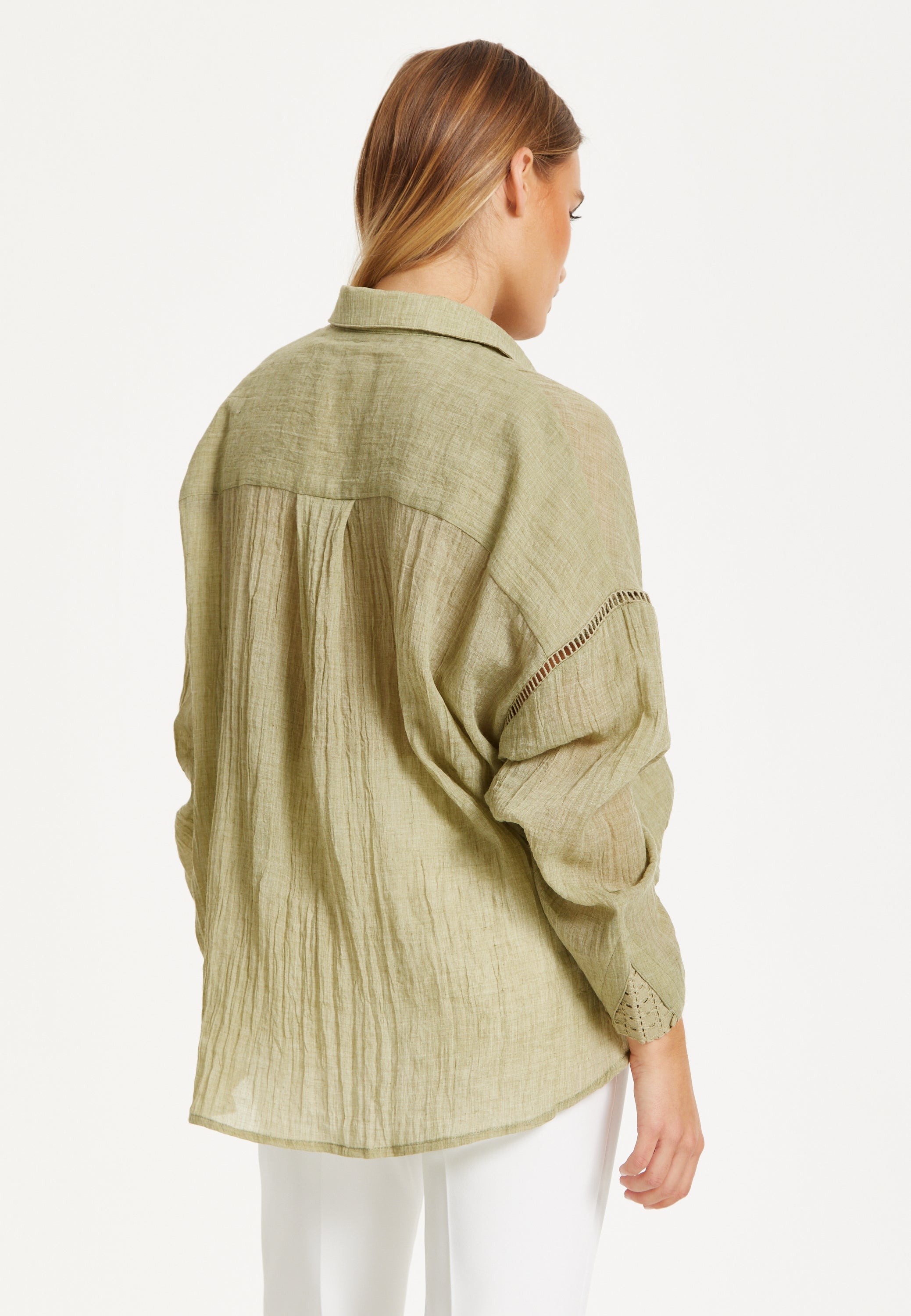Khaki Sheer Relaxed Fit Shirt 25SS8874010