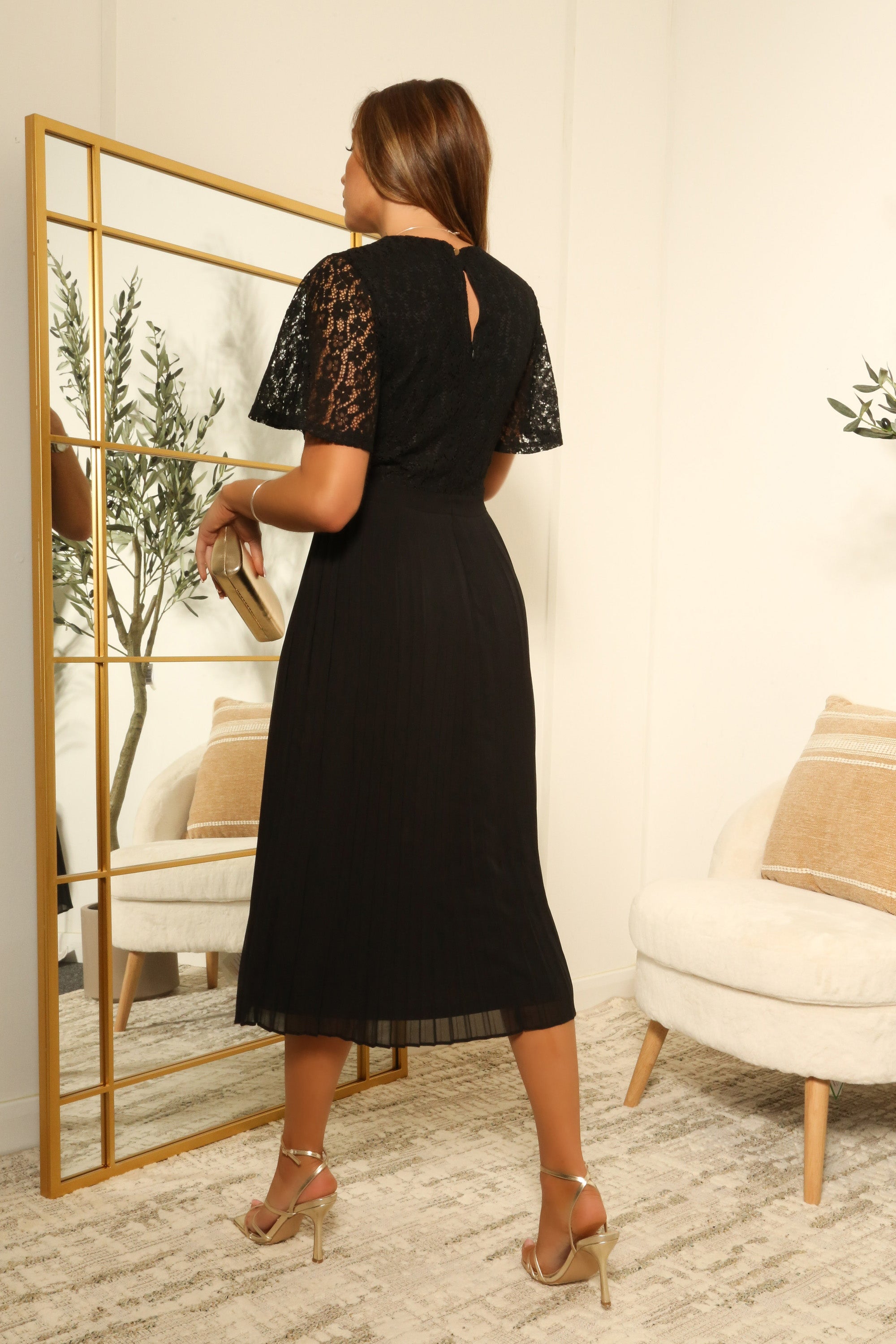 Fixed Wrap Lace Pleated Dress DR0000619