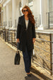 Black Wool Blend Wrap Coat by Double Second