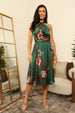 Printed Halterneck Satin Dress by Double Second