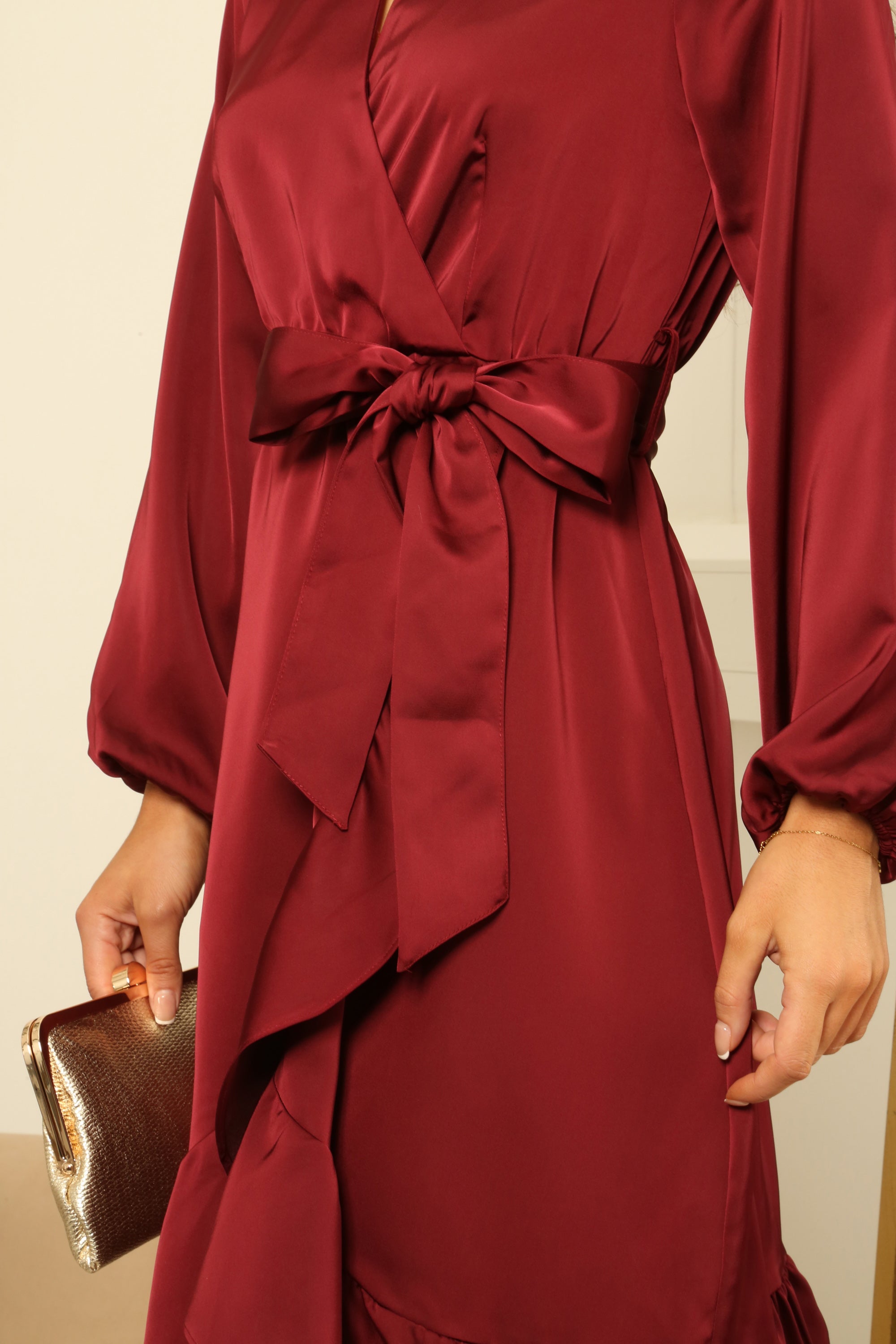 Red Frill Wrap Dress DR0000205