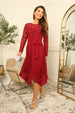 Double Second Lace Long Sleeve Handkerchief Hem Midi Dress