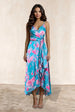 Cami Floral Wrap Midi Dip Hem Dress In Green by Chi Chi London